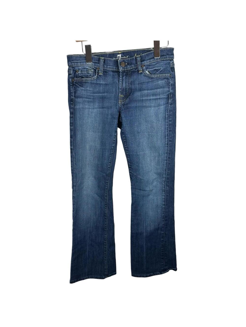 7 FOR ALL MANKIND THE CLASSIC BOOT BLUE MID RISE JEANS SIZE 28 $199